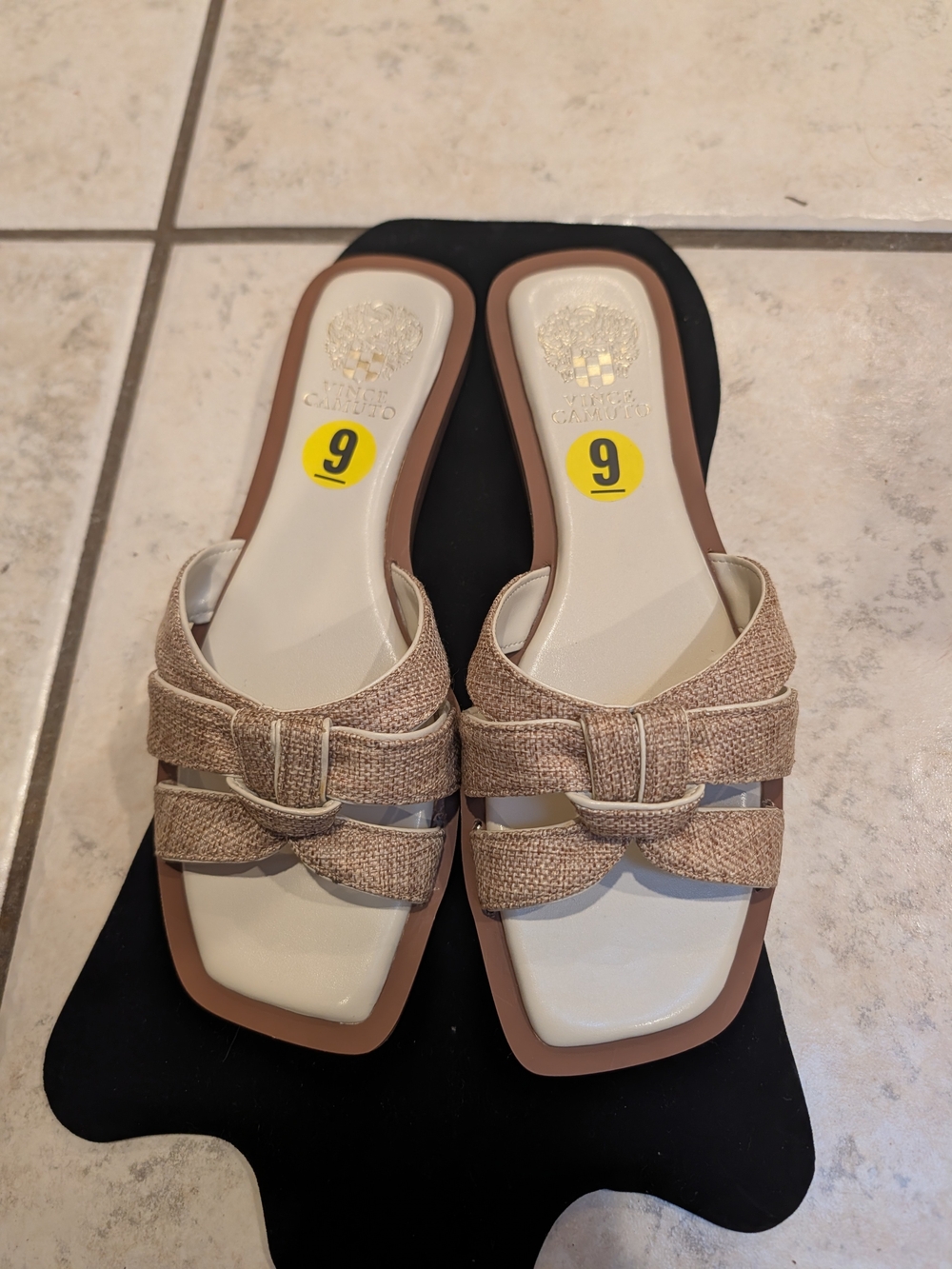 Woven Bow Strap Women's Sandals in Beige - Size 9- Vince Camuto, New